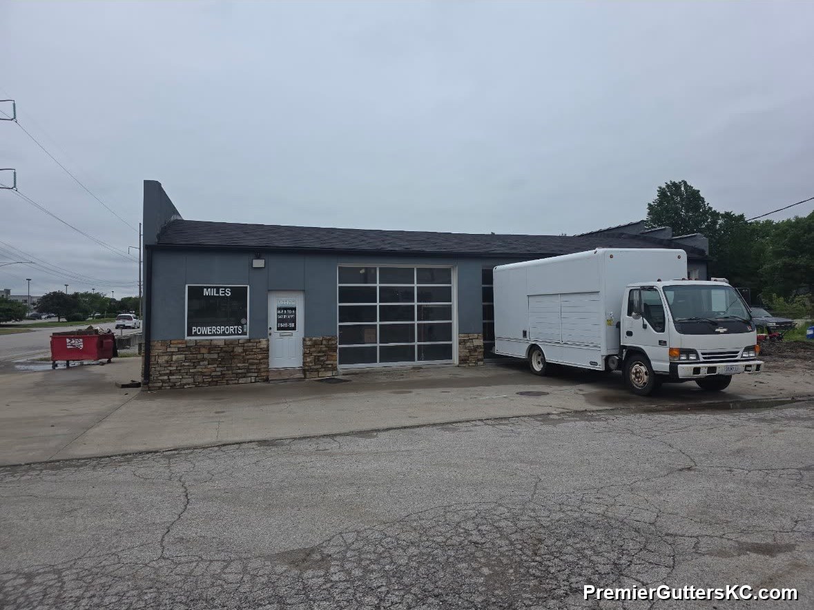 Commercial seamless gutter installation in Kansas City by Premier Gutters KC
